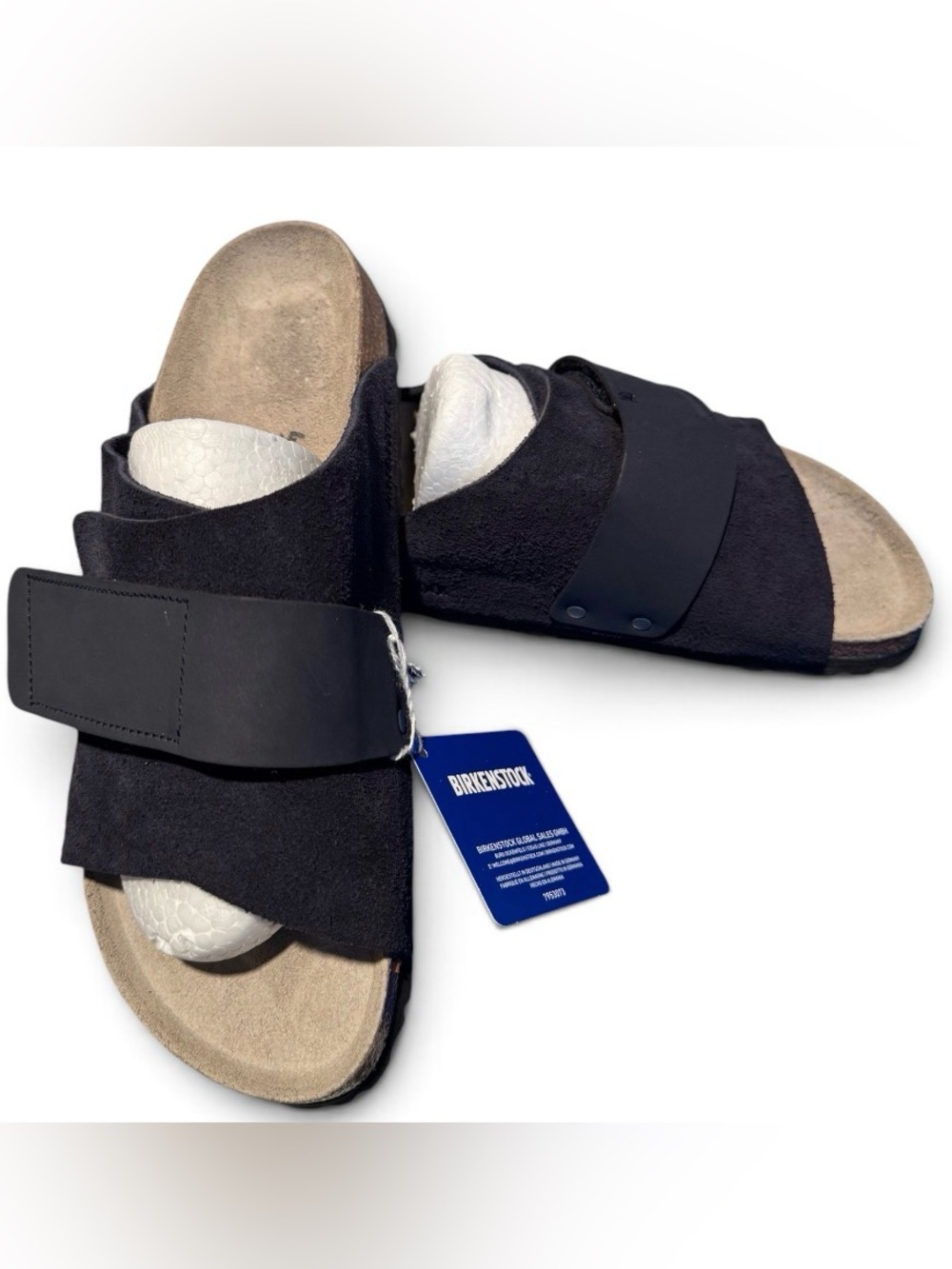 🆕 Birkenstock Men's Black Suede Two-Strap Slide Sandals